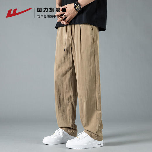 回力休闲裤男款2025夏季薄款冰丝直筒裤子宽松美式灰色速干运动裤 商品图4