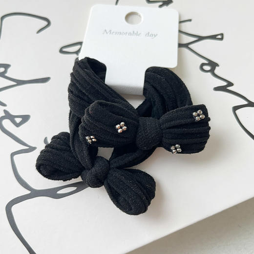 简约百搭闪钻饰蝴蝶结对装皮筋-纪念日百货门店同款167747721 商品图0