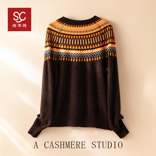 苏格兰小镇~复古费尔岛提花100%纯山羊绒衫女冬季新款针织毛衣 商品图2