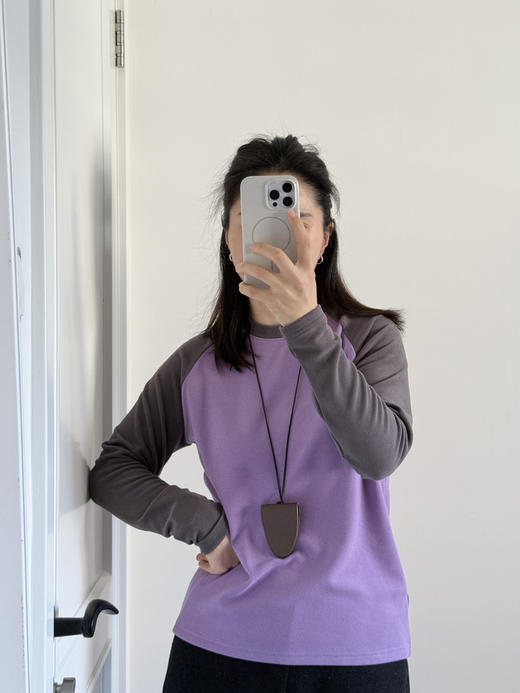 25秋冬--德绒 拼色插肩袖圆领长袖T【包邮+三天无理由退换】 商品图14