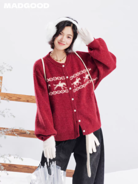 马得工地/MDGDMY141458/新年马赛克小马毛衣开衫