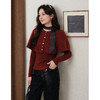鹿向南「羊绒俏裘」设计感红色针织毛衣长袖羊毛衫女秋冬斗篷上衣 商品缩略图0
