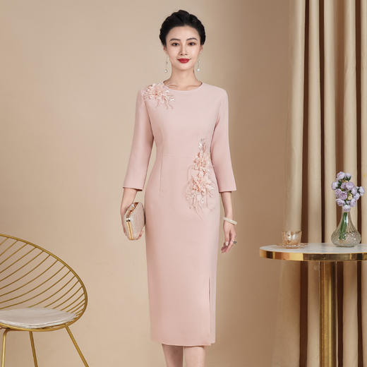 旗袍参加婚礼妈妈礼服2025年气质喜婆婆婚宴装高贵女连衣裙 商品图2