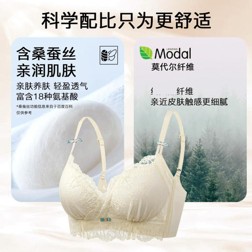 蜜糖甜梦 文胸(VIP)【莫代尔桑蚕丝杯 小胸聚拢】性感蕾丝聚拢收副乳调整型文胸 商品图4