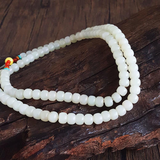 【天然正品】天然新疆料细腻桶珠约9.2MM和田玉珠串项链9.2MM（皆取最大值）链长：44CM女士311025AH21 商品图3