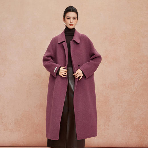 QH927斯尔丽25新款性强韩版H廓形简洁大方高雅气质长大衣 商品图0