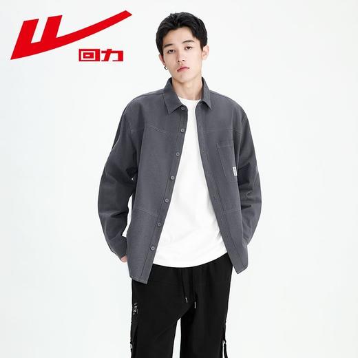 回力衬衫外套男士春秋潮牌2025新款复古翻领宽松上衣黑色工装夹克 商品图1