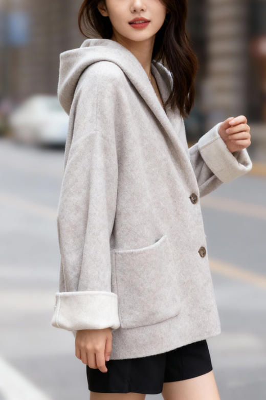 高支澳毛廓形外套风衣 商品图2