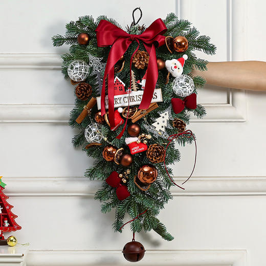【时尚独特的设计❗️点亮你的圣诞夜】圣诞节装饰品创意圣诞花环门挂藤条橱窗氛围场景布置圣诞树挂件。ja 商品图3