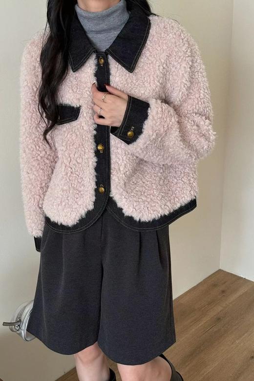 LNNNS 毛绒加厚撞色优雅小香风外套 21302 商品图4