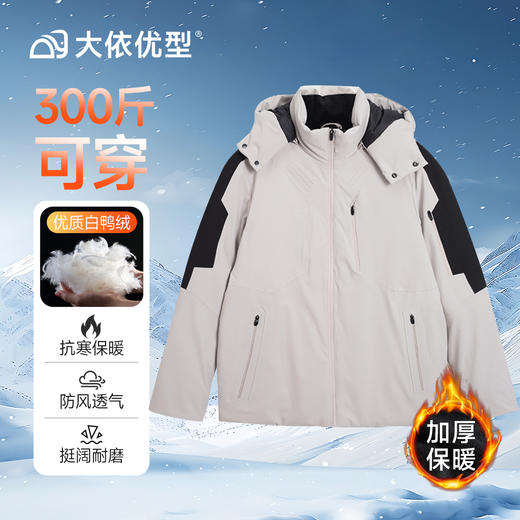 【DMH】【防钻绒】大依优型大码男装冬加厚羽绒服可拆卸连帽商务休闲300斤 商品图5