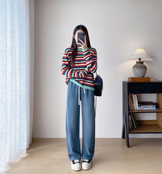 云仓 【K9806】加绒加厚天丝牛仔裤 一条过冬直筒裤 商品图0