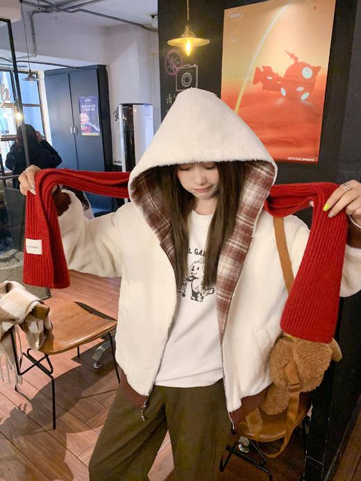 <曾小咸推荐>现货秒杀！微信超特价！红色格子两面穿加绒外套 日常319.99 立减150 秒杀169.99！ 商品图11