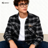 波顿工士夹克外套男秋冬季加厚保暖潮牌痞帅黑白格子衬衫衬衣MJ921321 商品缩略图1