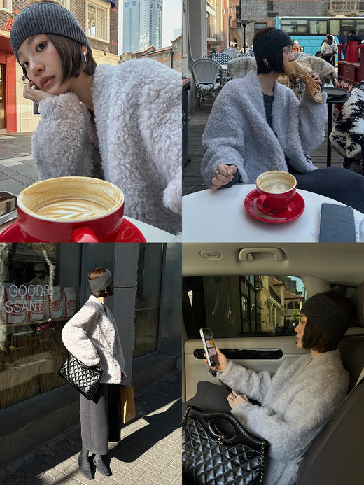 HIDEMI 进口澳洲美利奴羊毛坑条冷帽针织帽发带脖套 商品图2