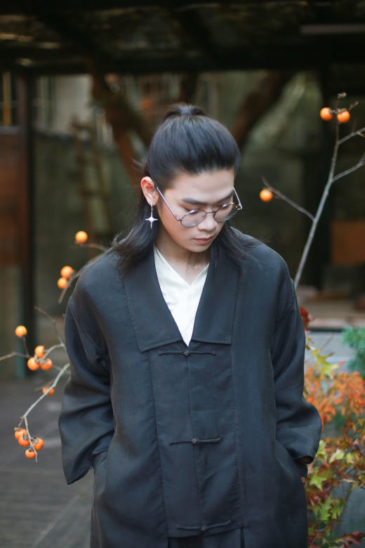 漫物记素平缎香云纱三盘扣大衣外套xys-M291 商品图5