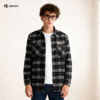 波顿工士夹克外套男秋冬季加厚保暖潮牌痞帅黑白格子衬衫衬衣MJ921321 商品缩略图0