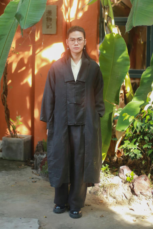 漫物记素平缎香云纱三盘扣大衣外套xys-M291 商品图7