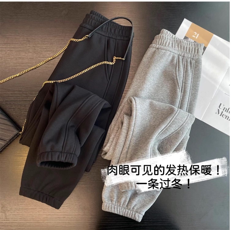 云仓 【9588】加绒加厚一体绒 一条过冬束脚口卫裤