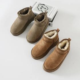 牛反绒+羊毛皮毛一体雪地靴