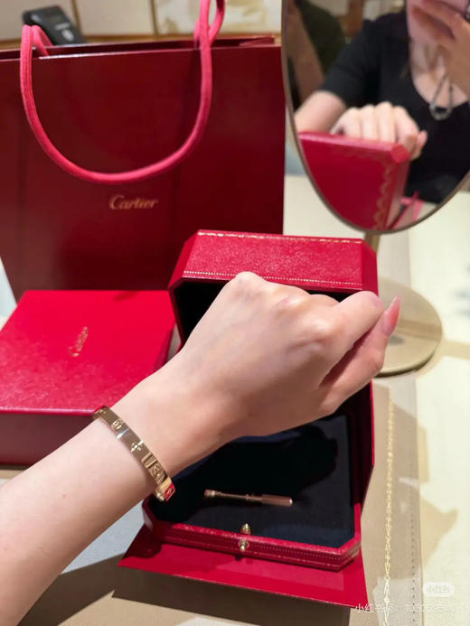 卡地亚 love系列 无钻 18k玫瑰金 宽版 17号 手镯 商品图2