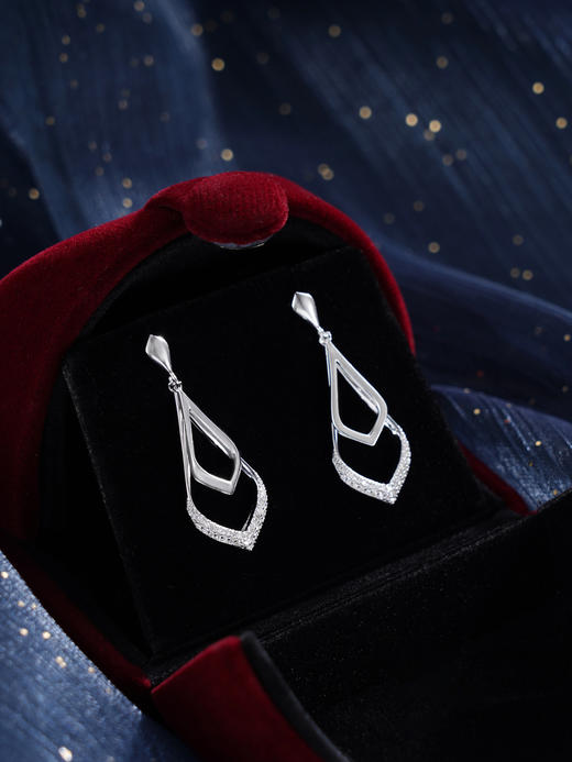 子佩集S925银【浪漫轨迹】耳钉【Z16357】纯银时尚镂空水滴2410 商品图0