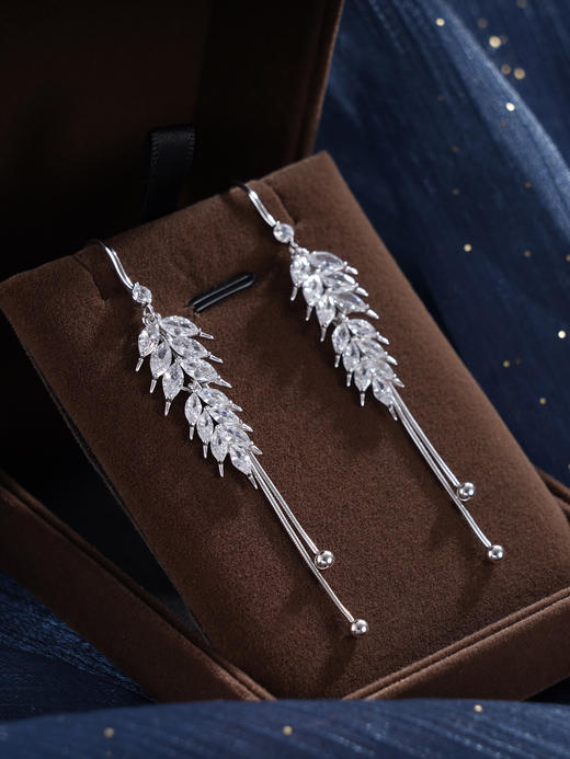 子佩集S925银【穗穗花开】耳环【Z19560】纯银时尚麦穗锆石2410 商品图0