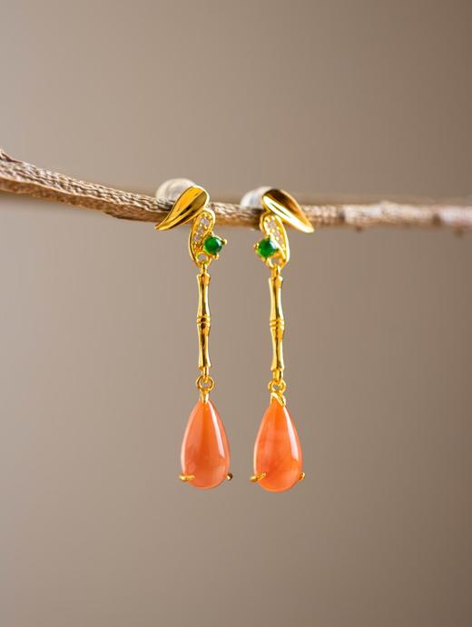 “贵熠鎏金”竹节南红耳坠 CF 商品图1