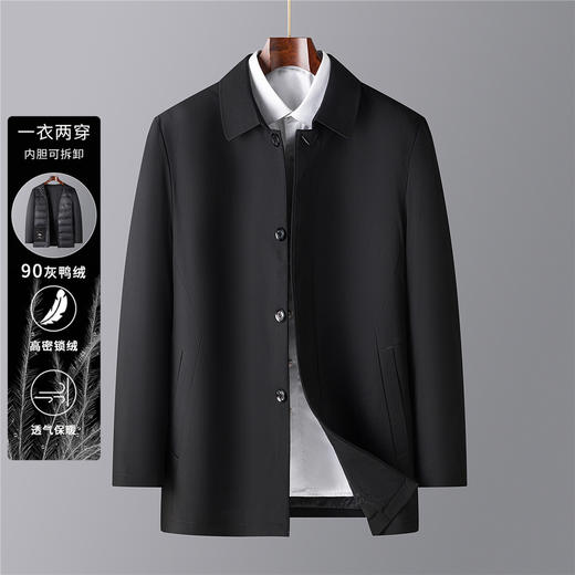 【90鸭绒】罗蒙冬季羽绒服男士中长款翻领干部时尚爸爸装行政风衣男士外套 商品图6
