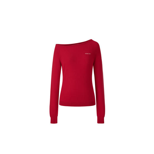 Herlian 2025冬季新品手工刺绣logo一字斜肩毛衫女士 商品图4