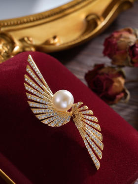 子佩集珍珠胸针【XXXZ222】羽扇翅膀镀金2410