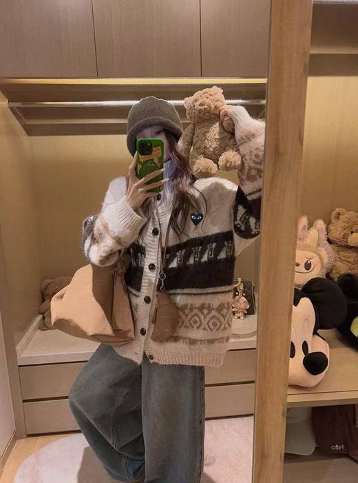 D112716秋冬季复古休闲感费尔岛花纹针织开衫毛衣 商品图4