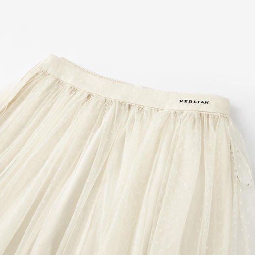 Herlian2025冬季新品塔克褶设计多层次波点网纱长裙女士 商品图3