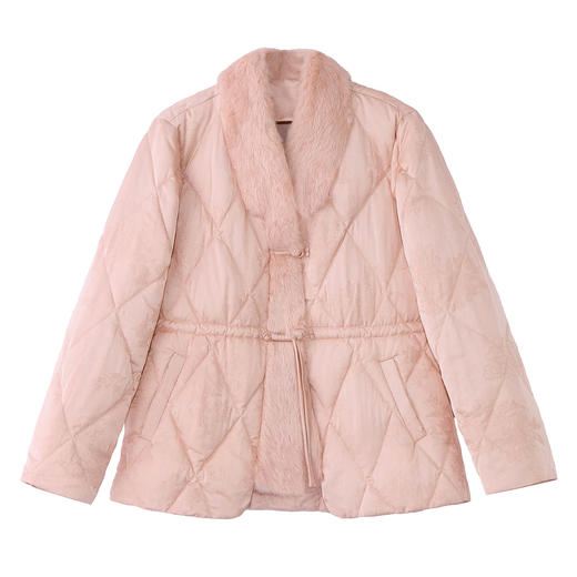 HR YJH99858新中式国风羽绒服V领提花修身白鸭绒羽绒外套 商品图4