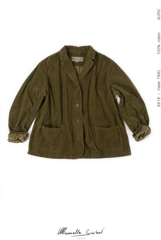 Manuelle guibal复古绿灯芯绒休闲西装 商品图13