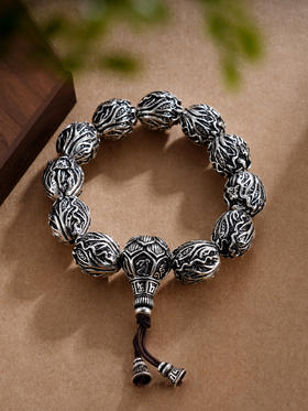 子佩集S990银【百财】手串【HC31141】纯银仿古16mm手链2409