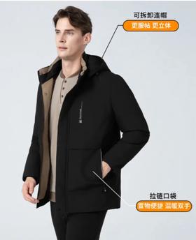 防水防污防风【爵蒙保罗保暖石墨烯棉服】温感石墨烯自发热黑科技，蜂窝发热蓄能，抵御寒冷，上身保暖效果比羽绒服还给力