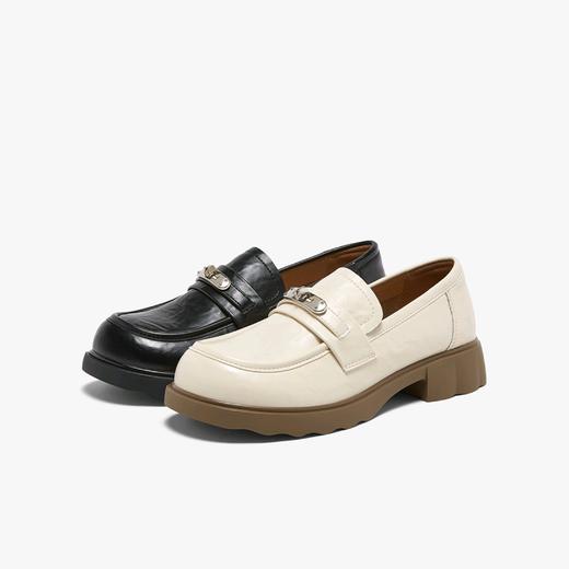 【云粉节】BF楼百思图2026春新款英伦风厚底粗跟乐福鞋小皮鞋女单鞋BV111AA6吊牌价799，现价439 商品图0