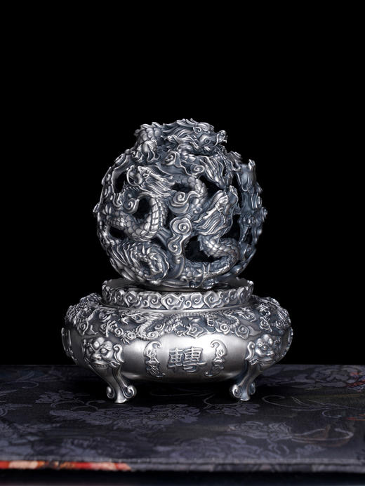 子佩集S999银【九转乾坤】香炉【XL900】纯银小摆件(可转动)仿古2410 商品图0