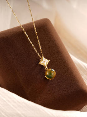 子佩集S925银【幸运之光】套链【DSD943】纯银蓝珀项链星芒球形镀金2410