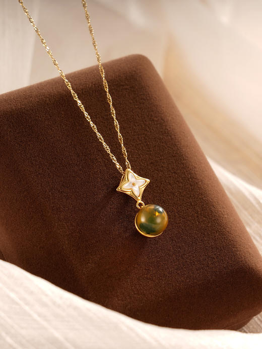 子佩集S925银【幸运之光】套链【DSD943】纯银蓝珀项链星芒球形镀金2410 商品图0