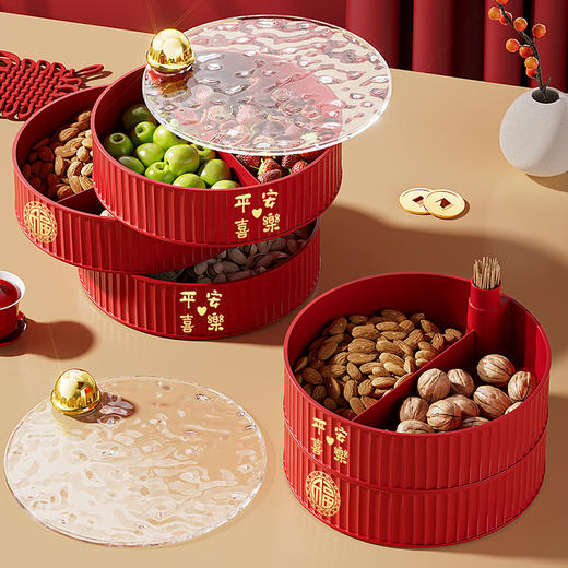 新年糖果盘 干果盒 家用客厅茶几零食摆放盘瓜子收纳盒 元旦圣诞轻奢果盘 商品图3