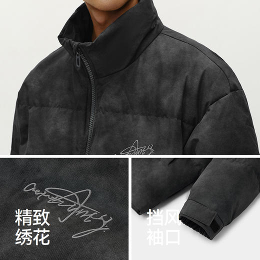 森马羽绒服男冬装80绒子宽松立领外套时尚绣花晕染满版印花上衣潮 商品图3