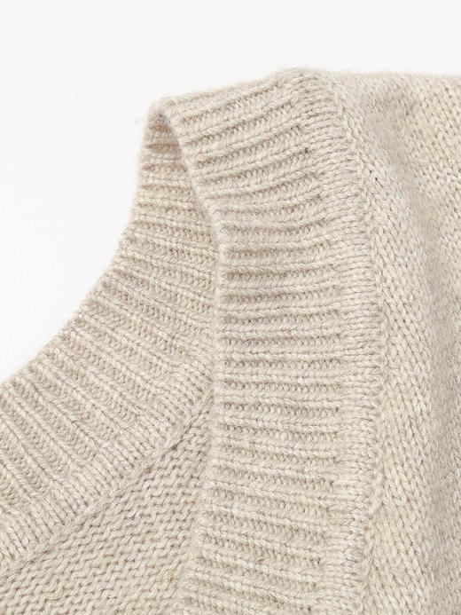 软糯浅卡其 V 领毛衣 宽松落肩长袖休闲针织衫 秋冬慵懒风内搭上衣 商品图2