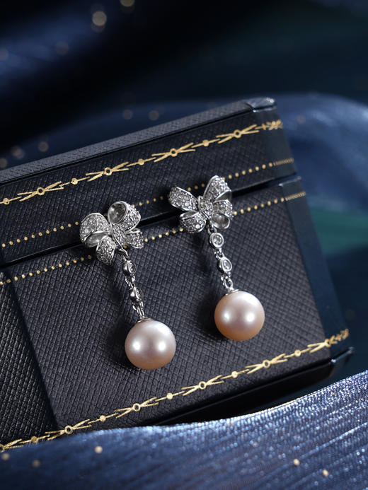 子佩集S925银珍珠耳钉【XXEH085】纯银珍珠蝴蝶结2409 商品图0