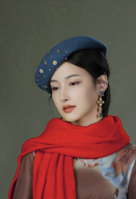 逸红颜周末小集市#法式高定文艺画家帽,温润气质风