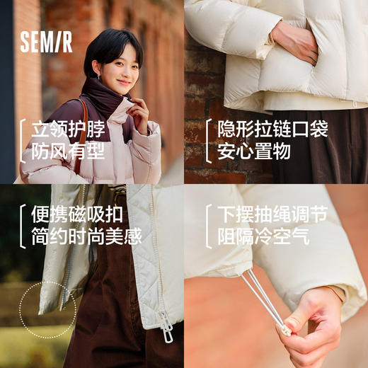 轻松|森马羽绒服女冬90绒子防泼水宽松立领简约时尚小个子面包服 商品图4