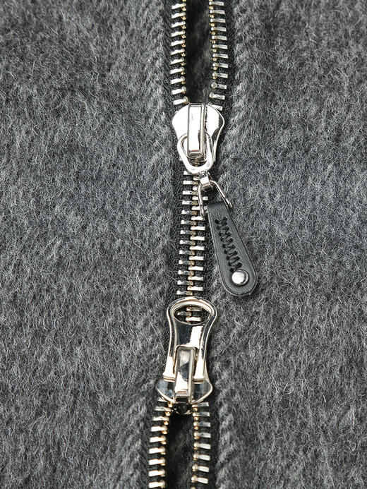 深灰色翻领拉链针织短外套 粗纺肌理宽松短款夹克 秋冬休闲慵懒风上衣 商品图3