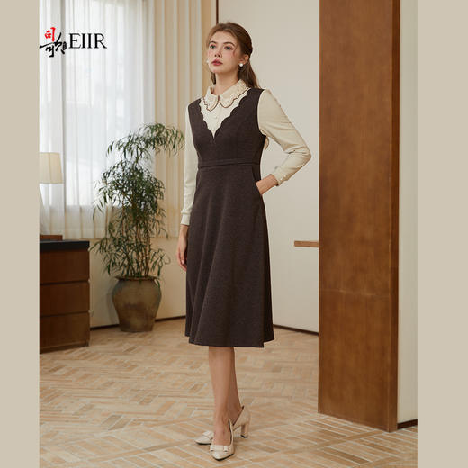 司歌假两件秋冬连衣裙翻领收腰裙A921112X 商品图0