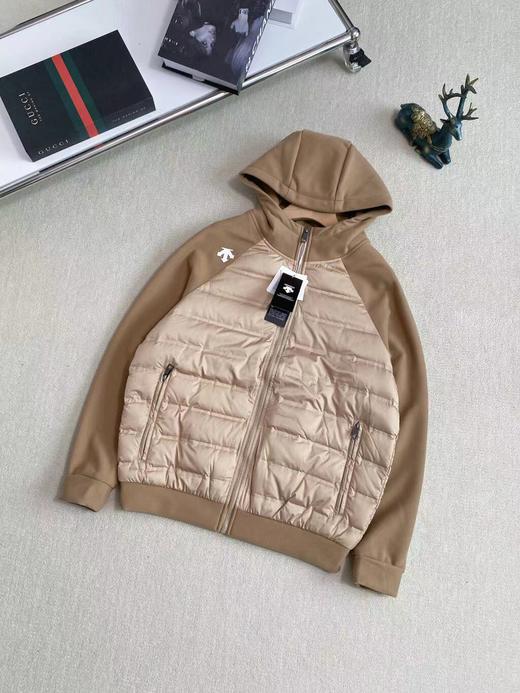 D112704针织拼接插肩袖连帽羽绒服男女同款 商品图2